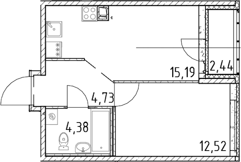 1-комнатная квартира 36.82 м², 15/17 эт., ЖК «Город Первых»